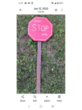 Vintage 60's Wood Santa Stop Here Yard Sign Christmas Yard Decor